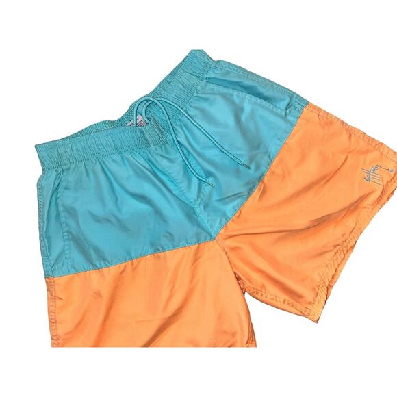 Guy Harvey Men's Swim Trunks size Medium Aqua Orange Lined - Picture 3 of 7